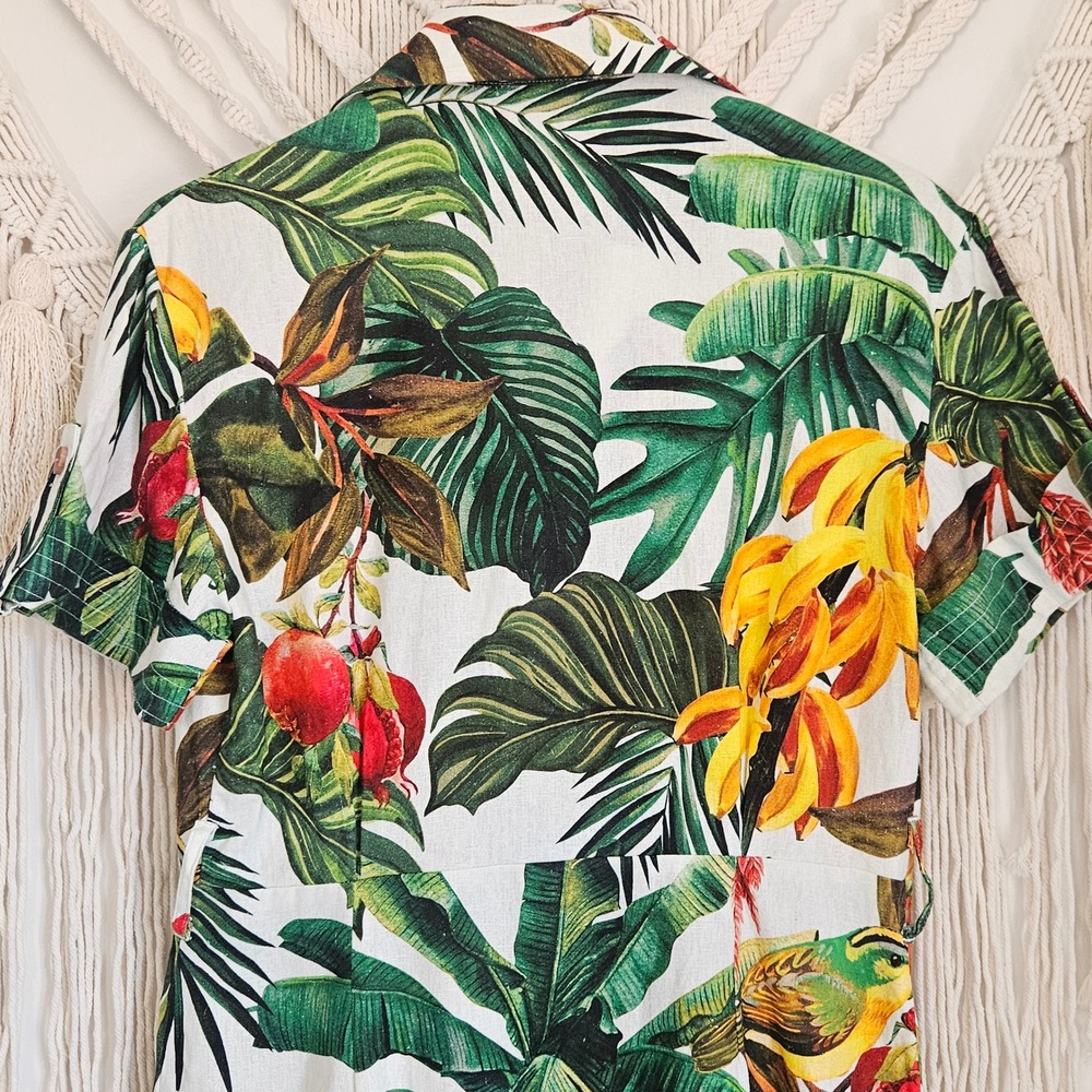House of Harlow 1960 Tropical Linen Blend Button Down Utility Mini Dress XS - Picture 10 of 11